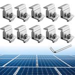 Anbte 10PCS Solar Panel End Clamp 30-45mm Adjustable, Z Brackets for Solar Panels Include 10 Screws M8, Aluminum Rail End Clamps for Solar Panel PV Mounting System, Silver