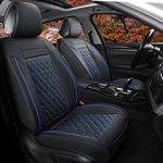 Vankerful Car Seat Covers Front Pair,Universal Fit For Most Cars,SUV,Sedans and Pick-up Trucks,Automotive Faux Leather Vehicle Cushion Covers(Front Pair,Black/Blue)