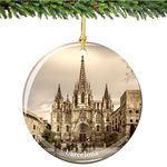 City-Souvenirs Barcelona Christmas Ornament, Porcelain 2.75" Double Sided Spain Christmas Ornaments