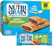 Nutri-Grain Soft Baked Breakfast Bars, Made with Whole Grains, Kids Snacks, Value Pack, Apple Cinnamon, 20.8oz Box (16 Bars)