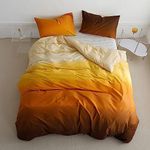 Luxlovery Gradient Orange Comforter Set Full Orange and Brown Bedding Comforter Set Beige Yellow Minimalist Bedding Set Cotton Soft Breathable Blanket Quilts Colorful Comforter Set for Full Bed