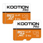 KOOTION 128GB Micro SD Card 2 Pack Micro SDXC UHS-I High Speed up to 90MB/s TF Card 128GB Card Memory U3,A1,V30, Full HD Video for Drone/Smartphone/Camera/Dash Cam/PC/Tablet