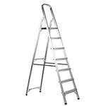 7 Step Ladder, Dripex Heavy Duty Aluminum, Portable Folding Stool, With Anti-Slip Steps & Non-Slip Feet, Strong Sturdy Steel Safety EN 131 Household Stepladders for Home Kitchen Garage (7-step)