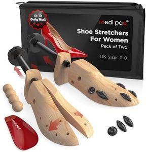 Medipaq Set of 2 Premium Pine Shoe Stretchers – UK Size 7-12 – Wooden Shoe Trees for Men with Cedar Balls & Storage Bag