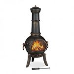 Relaxdays Terrace Oven, Outdoor Stove, Chimenea, H x W x D: 110 x 53 x 44 cm, Cast-Iron, Bronze Colour