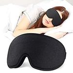 Eye Mask for Sleeping, 3D Contoured Cup Sleep Mask for Men Women, Soft Breathable Blackout Blindfold, Travel Eye Cover, Night Sleeping Mask with Adjustable Buckle for Side Sleeper (Black, 1 Pack)