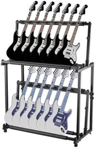 GarveeHome Multi Guitar Stand, Folding 14 Standing Floor Multiple Guitars Display Rack, Adjustable Guitar Storage Holder with Soft Sponge, Metal Guitars Display Detachable