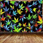 JAWO Tie Dye Weed Small Tapestry for Men, Trippy Marijuana Stuff Stoner Posters Tapestry Wall Hanging Accessories for Bedroom, Hippie Black Tapestry Blanket College Dorm Home Decor (60" W X 40" H)