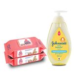 Johnson's Baby Skincare Wipes with Lid, 144's +Johnson's Baby Top to Toe Wash 500ml