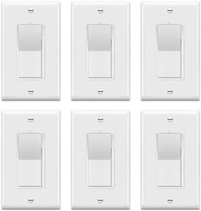 TOPGREENER Kalide Dimmer Light Switch, LED Dimmer Switch, Full Range Dimming, Single Pole/3-Way, 120VAC, 60Hz, 300W LED/CFL, Neutral Wire Not Required, Wall Plate Included, White, 6 Pack