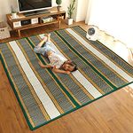 Haus Fabula Natural Madurkathi Handcrafted Green Chatai Mat Large/Yoga Mat/Prayer Mat/Floor Mat for Home, Office, Boutiques, Shops |Sleeping Mat for Floor, 6.5 X 4.5 Feet