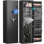 Riflevault 7-10 Gun Safe, Biometric Rifle Safe with Display, Quick Access Smart Gun Storage Cabinet for Rifles and Pistols with Alarm System & Mute Mode, 220° Door Rifle Cabinet with 3 Gun Racks