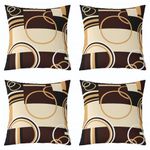 Modern Geometric Throw Pillow Covers 16x16 Set of 4 Brown Black Stripes Cushion Covers For Lumbar Support Bedroom Retro Circle Swirls Pillow Covers Abstract Texture Decorative Accent Pillow Cases