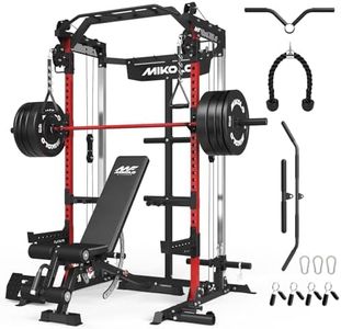 Mikolo Power Cage, 2000LB Power Rack with Independent Dual Pulley System, Multi-Function Home Gym Workout Machine for Cable Crossover (Red 001)