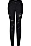 2LUV Women's Ripped Stretchy 5 Pocket Skinny Distressed Denim Jeans, Med. Ripped True Black, 5