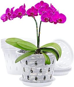 AAHGGBA 7 Inch 8 Pack Orchid Pots with Drainage Holes and Saucers Clear, Plastic, Provide Good Air Circulation Garden Planters for Indoor and Outdoor Use