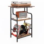 Luwesde Record Player Stand, 3-Tier Record Player Table, Vinyl Record Storage with Extra-Large Desktop, Turntable Stand End Table for Vinyl Record, Record Holder for Living Room - Rustic Brown