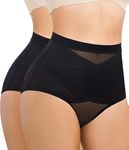 KUMAYES Shapewear for Women Tummy Control Knickers Breathable Butt Lifter Slimming Underwear Body Shaper Lower Belly Seamless Shorts 2 Piece (Black, L)