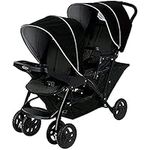 Graco Stadium Duo Tandem Double Pushchair - Suitable from birth to approx. 3 years (15kgs). Car Seat Compatible with SnugEssentials iSize infant car seat, Black/Grey fashion