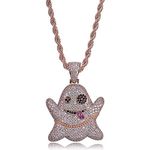 TOPGRILLZ Iced out CZ Cluster Lab Diamond Hip Hop (Rose Gold Ghost)