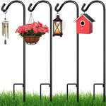 Best Choice Products 65in Set of 4 Shepherd Hooks Outdoor Metal Adjustable Garden Hooks for Hanging Pots, Solar Lights & Lanterns, Bird Feeders, Wedding Decor w/ 2-Prong Base, 0.5in Diameter – Black