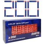 Airlab 200 Pack Refill Bullets Darts for Nerf N-Strike Elite 2.0 Series X Shot Toy Gun, 7.2cm Foam Darts Ammunition Accessories, Outdoor Sports Target Games for Kids Children