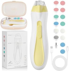 Prolixity Baby Nail Trimmer Electric, 15 in 1 Baby Nail Clippers for Gentle Nail Care, Rechargeable Baby Nail File Electric with Light &15 Grinding Pads for Infant Toddler, Yellow