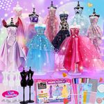 800+Pcs Fashion Design Kit for Girls with 5 Mannequins - Sewing Kit for Kids Ages 6-12, Creativity Learning Craft Toys DIY Arts & Crafts for Girls Age 6, 7, 8, 9, 10-12, Teen Girls Kids Gift