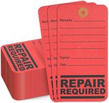 100-Pack Repair Required Tags, Red Service Tags for Broken Equipment, Maintenance, Production Machinery Notice Label Signs for Office, Warehouse, Construction (3x5.7 Inch)