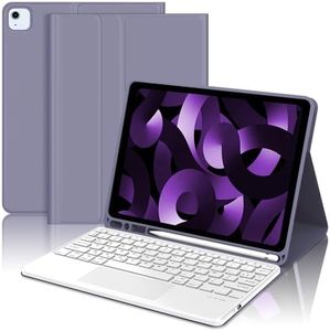 JADEMALL Coque Clavier avec Touchpad pour iPad Air 5/4 Generazione 2022/2020 10.9", Détachable Clavier avec Smart Trackpad e Porte-Crayon, AZERTY Français Clavier, Violet