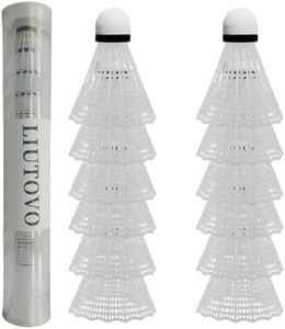 LIUTOVO 12 Pack Nylon Badminton Shuttlecocks Birdies Nylon Feather Shuttlecocks Badminton Birdies Great Stability ＆ Durability Indoor Outdoor Sports Hight Speed Training Badminton Balls（White）
