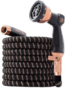 Pocket Hose Bullet with Thumb Spray Nozzle AS-SEEN-ON-TV Expands to 100 ft, 650psi 3/4 in Solid Copper Anodized Aluminum Fittings Lead-Free Lightweight No-Kink Garden Hose, Black