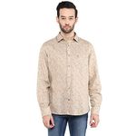 Indian Terrain Men's Printed Regular Fit Casual Shirt (ITMSH01644_Khaki_S_LS)