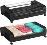 Under Bed Storage Containers with Wheels, 2 Pack UnderBed Storage Organizer with Lid, Under Bed Rolling Storage with Double Zippers for Bedroom Clothes Shoes Blankets