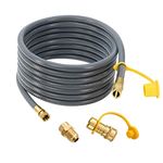 BMMXBI 24-Foot Natural Gas Grill Pipe, Natural Gas Conversion Kit with 3/8-Inch Quick Connect/Disconnect Fittings, Fits Most Gas Grills for Barbecuing, 3/8 Female Pipe Threads x 3/8 Male Flare