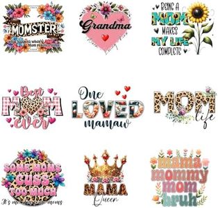 9pcs Mama Best Mom Ever Iron On Heat Transfer Stickers Ready to Press Vinyl Decal Patches for Jeans T-Shirt Jackets Backpacks Pillows DIY Appliques Decor