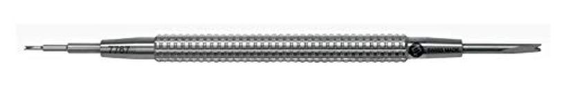 Bergeon 7767-SF Watch Spring Bar Tool - Long Stainless Steel Handle with Replaceable Screw In Fine Tool Ends(With 2 Different Sizes of Folks)