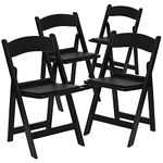 Flash Furniture 4 Pack Hercules Series 1000 lb. Capacity Resin Folding Chair with Black Vinyl Padded Seat, Aluminium, Schwarz, 45.72 x 44.45 x 78.11 cm