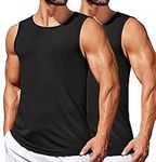 COOFANDY Tank Top Men's Gym Vest Bodybuilding Fitness Sleeveless Athletic Summer Men Running Vest Black/Black (Pack 2) L