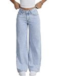 Nifty Women's Denim Stretchable High Waist Light Wash Baggy Jeans (1477_ICE_26_Light_Blue_26) || Back Pocket Bow tie Detail