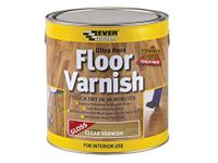 Everbuild Ultra Hard Floor Clear Varnish – Gloss Finish – Quick-Drying – Scratch-Resistant – 2.5 Litre