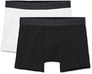 Tommy John Men’s Trunk 4” Underwear, Cotton Basics Boxers with Contour Pouch, Soft Naturally Breathable Stretch Fabric Mens Underwear for Daily Wear, 2 Pack (White/Black, Large)