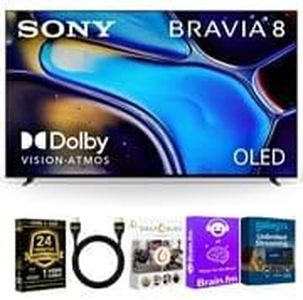 Sony 65-Inch BRAVIA 8 OLED 4K HDR Google TV Bundle – XR OLED Contrast, Dolby Vision, 120Hz, Acoustic Surface Audio+, HDMI 2.1 w/ 24-Month CPS Protection Plan, UAX HDMI Cable, Streaming Bundle