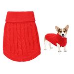 Small Dog Jumper, Warm Puppy Sweater for Small Dogs Winter Knitted Dog Pullover Soft Turtleneck Dog Clothes Vest for Pet Autumn, Winter Outfit for Welsh Corgi, Yorkshire Terrier, Chihuahua (S, Red)