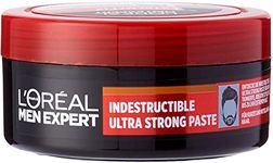 L'Oréal Men Expert Indestructible Ultra Strong Paste for Men, Hair Styling Wax for up to 24 Hours Super Strong Hold, Men's Hair Wax Pomade for Short and Medium Length Men's Hair, Extreme Fix, 1 x 75