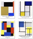 Wall Art Unframed Prints Giclee Art Paper Set of 4, 8x10 inch Abstract Geometric Artwork, College Decoration Multicolor Composition Theme Trendy Theo Van Doesburg Prints