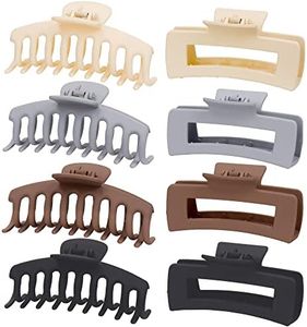 Mehayi paquete de 8 pinzas para el cabello mate, antideslizantes, medianas, lindas, fuertes, pinzas para la mandíbula para mujeres y niñas, accesorios acrílicos largos y gruesos para el cabello