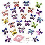 TSHAOUN 25 Pieces Magic Flying Butterfly, Clockwork Butterfly Card, Rubber Band Powered Butterfly Magic Fairy Flying Butterfly for Birthday Gifts, Performance Props, Surprise Gifts (Random Color)