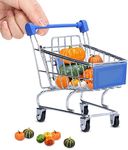 Agatige Mini Shopping Cart, Toddler Shopping Cart with Metal Frame, Pretend Grocery Cart Small Supermarket Cart Supermarket Storage Toy 10x8.2x11.5cm Photo Props for Kid Toy, Home Decoration