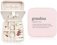 JRTW Travel Jewelry Case for Women, Gramma Travel Jewelry Organizer, Gramma Small Jewelry Box Jewelry Case for Traveling Earring Box, Pink Jewelry Boxes Travel Gifts for Grandma